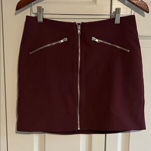 Forever 21 Burgundy Mini Skirt with Zipper Accents